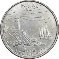 سکه کوارتر دلار 2003D ایالتی (مین) - AU - آمریکا