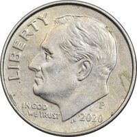 سکه 1 دایم 2020P روزولت - AU55 - آمریکا