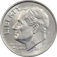 سکه 1 دایم 2017P روزولت - MS61 - آمریکا