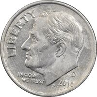 سکه 1 دایم 2016D روزولت - AU55 - آمریکا