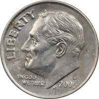 سکه 1 دایم 2005D روزولت - EF45 - آمریکا