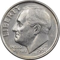 سکه 1 دایم 1991D روزولت - EF45 - آمریکا