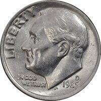 سکه 1 دایم 1985D روزولت - AU58 - آمریکا