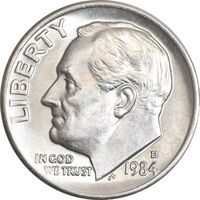 سکه 1 دایم 1984D روزولت - MS62 - آمریکا