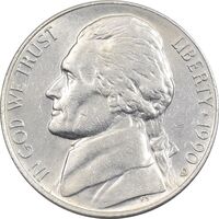 سکه 5 سنت 1990D جفرسون - EF45 - آمریکا