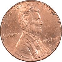 سکه 1 سنت 2013D لینکلن - MS63 - آمریکا