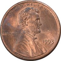 سکه 1 سنت 1993 لینکلن - AU58 - آمریکا