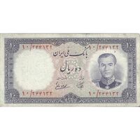 اسکناس 10 ریال 1337 - تک - VF35 - محمد رضا شاه