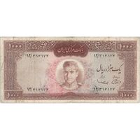 اسکناس 1000 ریال (آموزگار - سمیعی) نوشته قرمز - VF25 - محمد رضا شاه