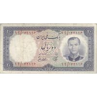 اسکناس 10 ریال 1337 - تک - VF30 - محمد رضا شاه