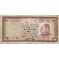 اسکناس 100 ریال 1333 - تک - F - محمد رضا شاه