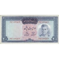 اسکناس 200 ریال (آموزگار - فرمان فرماییان) نوشته قرمز - تک - VF35 - محمد رضا شاه