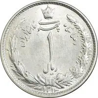 سکه 1 ریال 1313 - 3 تاریخ کوچک - MS64 - رضا شاه