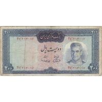 اسکناس 200 ریال (آموزگار - سمیعی) نوشته قرمز - تک - VF20 - محمد رضا شاه
