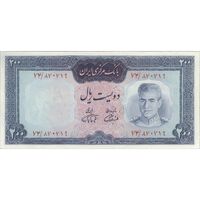 اسکناس 200 ریال (آموزگار - فرمان فرماییان) نوشته قرمز - تک - AU50 - محمد رضا شاه