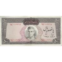 اسکناس 500 ریال (آموزگار - سمیعی) نوشته قرمز - تک - EF40 - محمد رضا شاه