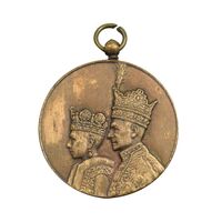 مدال برنز آویزی تاجگذاری 1346 (روز) ضرب ایران - بدون روبان - AU - محمد رضا شاه