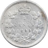 سکه 5 سنت 1899 ویکتوریا - EF40 - کانادا