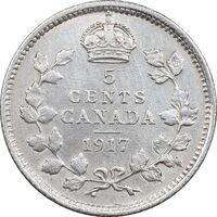سکه 5 سنت 1917 جرج پنجم - EF45 - کانادا