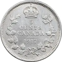سکه 5 سنت 1917 جرج پنجم - EF45 - کانادا