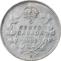 سکه 5 سنت 1903 ادوارد هفتم - 21 برگ - EF45 - کانادا