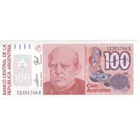 اسکناس 100 آئوسترال بدون تاریخ (1989-1990) جمهوری فدرال - RDP, JGF² - تک - UNC63 - آرژانتین