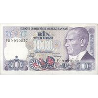 اسکناس 1000 لیره بدون تاریخ (1988) سری F جمهوری - تک - EF45 - ترکیه