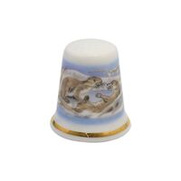 انگشتانه چینی قدیمی طرح سمور آبی - کد 006581