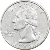 سکه کوارتر دلار 1998P واشنگتن - AU55 - آمریکا