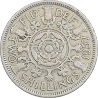 سکه 2 شیلینگ 1957 الیزابت دوم - EF40 - انگلستان