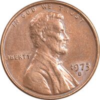سکه 1 سنت 1973D لینکلن - AU58 - آمریکا