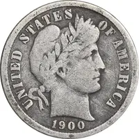سکه 1 دایم 1900 باربر - VF35 - آمریکا