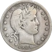 سکه کوارتر دلار 1904 باربر - EF40 - آمریکا