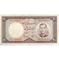 اسکناس 20 ریال 1337 - تک - VF35 - محمد رضا شاه