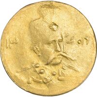 سکه طلا 5000 دینار 1319 تصویری - VF - مظفرالدین شاه