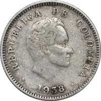 سکه 10 سنتاوو 1938 جمهوری - EF40 - کلمبیا
