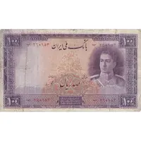 اسکناس 100 ریال بنفش - تک - VF20 - محمد رضا شاه