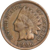 سکه 1 سنت 1906 سرخپوستی - EF45 - آمریکا