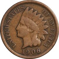 سکه 1 سنت 1906 سرخپوستی - VF35 - آمریکا