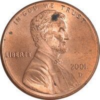 سکه 1 سنت 2001D لینکلن - MS63 - آمریکا