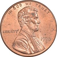 سکه 1 سنت 1998 لینکلن - MS63 - آمریکا