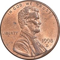 سکه 1 سنت 1998D لینکلن - MS61 - آمریکا