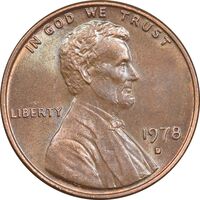 سکه 1 سنت 1978D لینکلن - MS62 - آمریکا