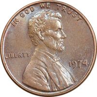 سکه 1 سنت 1974 لینکلن - MS61 - آمریکا