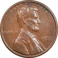 سکه 1 سنت 1972 لینکلن - AU50 - آمریکا