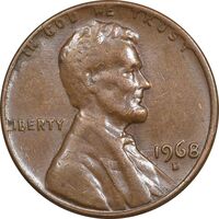 سکه 1 سنت 1968D لینکلن - AU50 - آمریکا