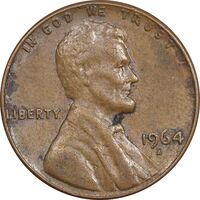 سکه 1 سنت 1964D لینکلن - EF45 - آمریکا