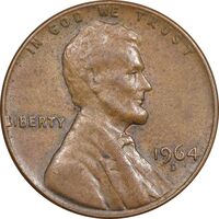 سکه 1 سنت 1964D لینکلن - EF45 - آمریکا