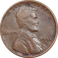 سکه 1 سنت 1952D لینکلن - EF40 - آمریکا