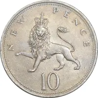 سکه 10 نیو پنس 1971 الیزابت دوم - EF45 - انگلستان